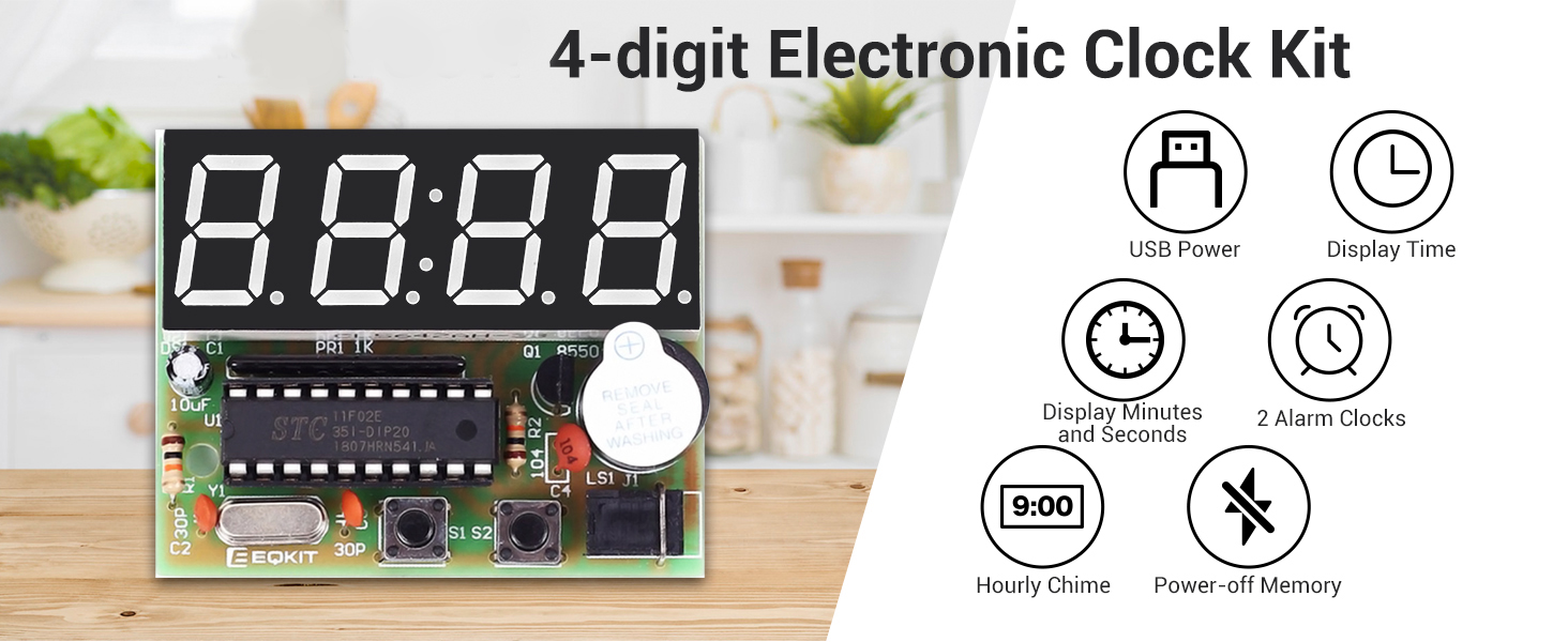 4Digit Red LED Digital Electronic Clock DIY Kit Soldering Projects